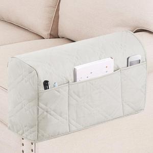 Turquoize Waterproof Armrest Covers for Chairs and Sofas Armrest Covers Couch Arm Covers for Sofa with Side Pocket Anti-Slip Furniture Protector Washable Armrest Slipcovers Set of 2, Beige (Double Diamond- Beige)