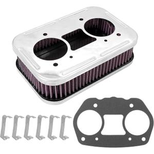 Kipa Air Filter assembly for Carburetor IDF 40mm 44mm 48mm Washable Air Filter Cleaner 1-3/4 Tall 8805 Compatible with VW buggy Trike Bug Air Cooled Stainless metal plate