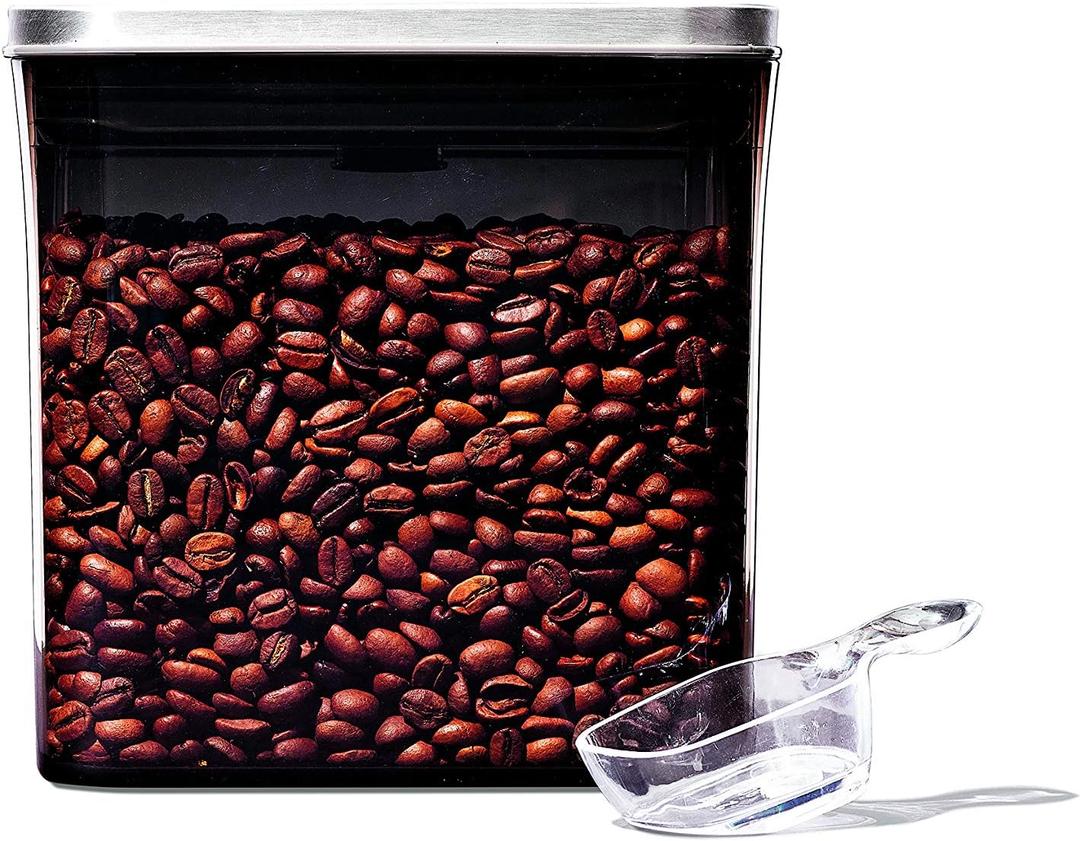 OXO Steel POP Coffee Container with Scoop- 1.7 Qt for Coffee, Tea and More,Grey