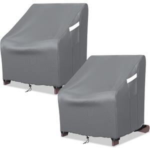 STARTWO Patio Adirondack Chair Covers, 2 Pack Waterproof Outdoor Chair Covers for Lawn Furniture Size Up to 33W x 35D x 38.5H inch, Grey