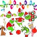 70Pcs Christmas Reflective Magnets Set - 7 Pcs Christmas Car Decals with Colorful Bulb Light Refrigerator Garage Magnet Decals Decoration for Cute Xmas Holiday