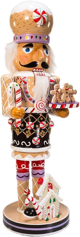 Kurt Adler 16-Inch Wooden Gingerbread Christmas Nutcracker ,Brown/Beige