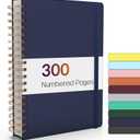 Forvencer A4 Lined Spiral Journal Notebook with 300 Numbered Pages, 11" X 8.5" College Ruled Thick Journals for Writing with 100GSM Paper, Hardcover Notebooks with Contents for Work, School, Navy
