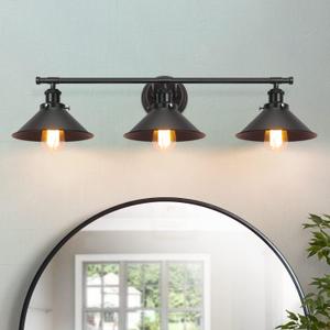 32" Upgrade Black Bathroom Light Fixture, 3-Light Vanity Lights for Bathroom Light Fixtures Rustic Matte Black Farmhouse Vanity Light, Industrial Modern Vanity lighting fixtures over Mirror Sconce
