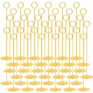 Urban Deco 36PK Table Number Holders Place Card Holders 12 Inch Table Card Holders Steel Card Holders for Photos, Food Signs, Memo Notes, Weddings, Restaurants, Birthdays (Gold 36PK)