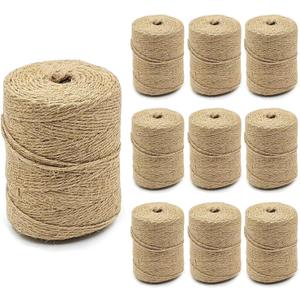 10 PCS Twine String Bulk 6000 Feet Long, 2mm Thin Jute Twine for Crafts, Hemp Rope Wrapping, Packing Gardening, Crochet Knitting Macrame Decor, 600 Feet Each Roll