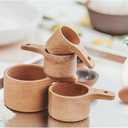 10 Piece Measuring Cups and Measuring Spoons Set, Handcrafted Wood Measuring Cups with Tablespoon Teaspoon Measuring spoons for Dry Ingredients, Natural Wooden Measuring Set for Cooking Baking