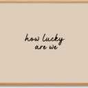 Wooden Frame How Lucky are We Canvas Wall Art Horizontal Minimalist Wall Decor Modern Neutral Typography Print Positive Inspirational Quote Poster Aesthetic for Office Living Room 12x16inch