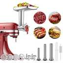 GVODE Meat Grinder Attachment for KitchenAid Stand Mixer, Meat Grinders Includes 4 Grinding Plates, 3 Sausage Stuffer Tubes, 2 Grinding Blades, For KitchenAid Mixer Attachments