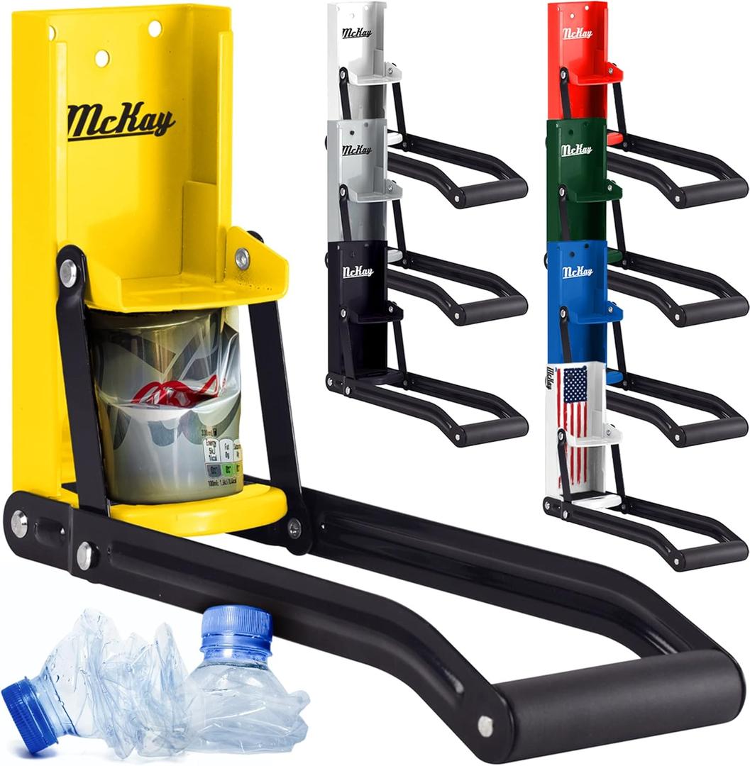 Mckay 16 Oz. Metal Can Crusher, Can Crusher Wall Mounted, Can Crushers for Recycling Wall-Mounted Smasher for Aluminum Seltzer, Soda, Beer Cans and Bottles, Gadgets for Home - Yellow