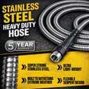 Bionic Steel 25 Ft Metal Garden Hose with Nozzle, 25Ft x 5/8 In. Premium 304 Stainless Steel Metal Water Hose, Flexible Non Kinking, Lightweight, Heavy Duty, for Yard, Outdoor