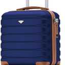 Carry On Suitcase Hardside TSA Lock & USB Port Silent Double Spinner Wheels Maximum Underseat Carry-On Bag For Virgin & South West Approved Airlines( 16.25x13.5x8" ,Navy/Tan )