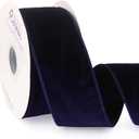 Ribbli Navy Velvet Wired Ribbon 2.5 Inch Velvet with Satin Christmas Ribbon for Gift Wrapping Christmas Tree Decoration Crafts Wreaths Supplies-Continuous 10 Yards