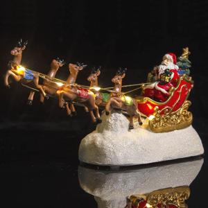 Santa's Sleigh and Reindeer Assortment - Christmas Reindeer Car with LED Light UP