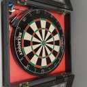 EastPoint Sports Official Size Dart Board Cabinet Set- Easy-Assembly & Complete with 6 Deluxe Steel Tip Darts and Accessories -Premium Darts Set with Scoreboard for Bar Games & Indoor Games (Black)