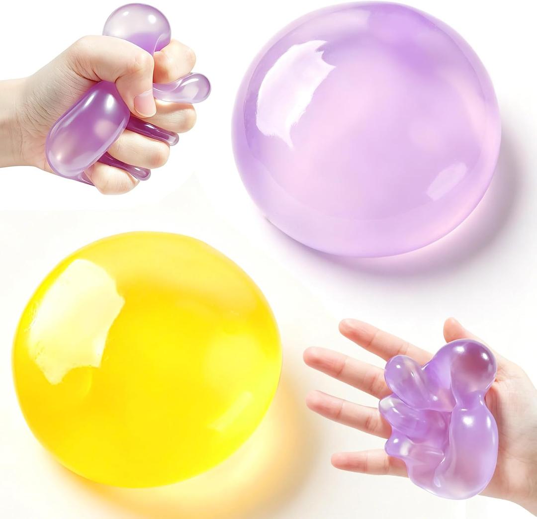 2 Pcs Coconut Oil Squishy, Shapeable No Rebound Stress Relief Ball, Fun Sensory Fidget Toy, Study Work Relaxation Desk Decor, Fun Anxiety Gift for Adults & Kids. (Purple+Orange)