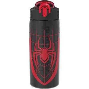 Zak Designs Marvel Spider-Man Water Bottle For School or Travel, 25 oz Durable Plastic Water Bottle With Straw, Handle, and Leak-Proof, Pop-Up Spout Cover (Spider-Man)
