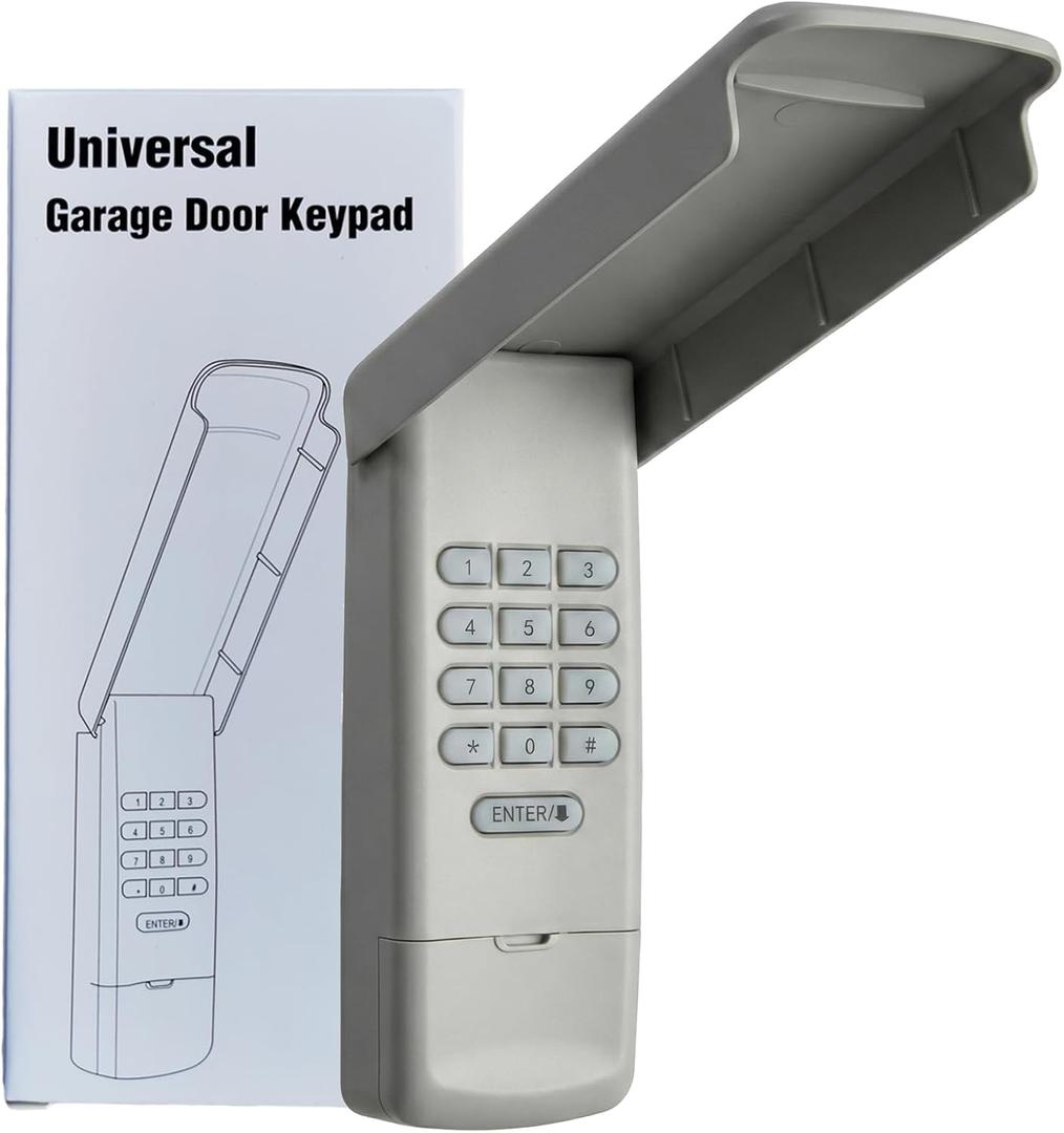 Universal Garage Door Opener Keypad Remote Wireless Keyless Keypad Compatible with Genie LiftMaster Chamberlain Craftsman Linear Overhead Door Wayne Dalton Opener has Learn Button or Dip Switch