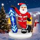 7FT Christmas Inflatable Outdoor Decoration Blow Up Santa Claus Takes Snowboard with Merry Christmas Inflate Xmas Decor Lawn Winter Sports Fans LEDs for Holiday Party Garden Yard Patio Dcor