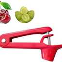 QUANANTANG Multi Cherry Pitting Tool, Cherry Piter, Cherry Bone Remover with Stainless Steel Rod, Olive Depiter, (Red)