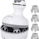 cotsoco Electric Scalp Head & Back Massager, Cordless Hair Massage Waterproof Head Massager with 4 Heads 84 Nodes for Hair Growth, Stress Relief & Deep Clean, Gifts for Mom, White