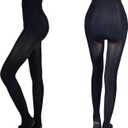 2 x 2-Pack Slightly Transparent Tights for girls, High Elasticity Sheen Glossy Anti-Slip for Work Dance Casual (Black, S)