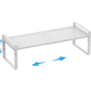 Expandable,Adjustable & Stackable Spice Rack, Cabinet Kitchen Countertop Shelf Organizer,Metal Pantry Storage Shelves - Space-Saving Storage Solution(1Pack/White/Large)
