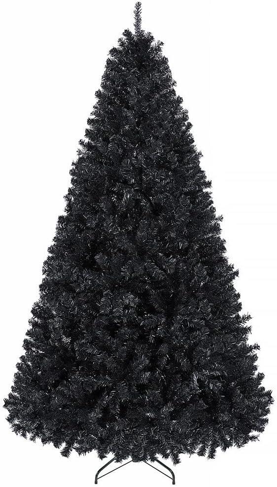 Yaheetech 6ft Black Artificial Christmas Pine Tree Seasonal Holiday Carnival Home Party Decoration for Home, Office, Party Decoration Indoor Outdoor with 818 Branch Tips and Foldable Stand