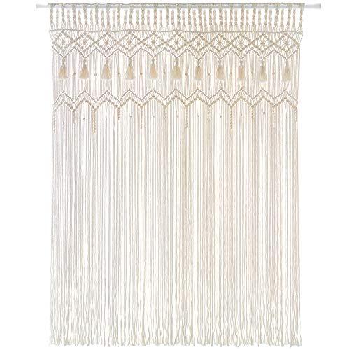 Mkono Macrame Curtain Large Boho Woven Wall Hanging Window Curtains Handmade Bohemian Decor for Window Doorway Closet Wedding Backdrop Arch Bedroom Living Room Apartment, 51''Wide x 70''Long