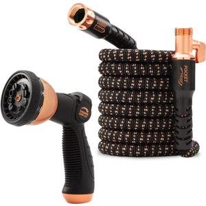 Pocket Hose Copper Bullet Expandable Garden Hose 50 FT w/10 Pattern Thumb Spray Nozzle AS SEEN ON TV 650psi 3/4 in Patented Lead-Free Ultra-Lightweight Solid Copper Anodized Aluminum Fittings No-Kink