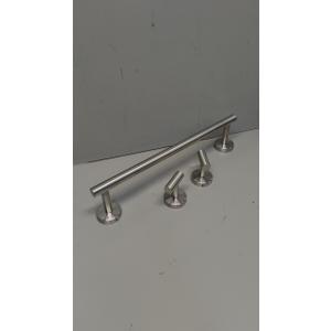 Brushed Nickel Bathroom Accessories Set - 3 Piece Round Stainless Steel Bath Hardware Accessory Including Towel Rack&Toilet Paper Holder&Towel Ring&Robe Towel Hook for Bathroom Wall Mounted