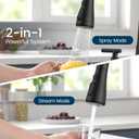Hurran 8-Inch 2 Handle Pull Down Kitchen Faucet with Soap Dispenser, High Arc 2-in-1 Spray/Stream Stainless Steel Kitchen Sink Faucet for 3-4 Hole Widespread Installation, Matte Black