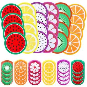 CroBlissful 24 Pcs Foldable Flying Disc Fans 9.84'' Fruit Folding Hand Fan Round Collapsible Handheld Fan Decorative Pocket Fans with Bag for Boys Girls Gift Beach Lawn Park Camping Game Party Favor