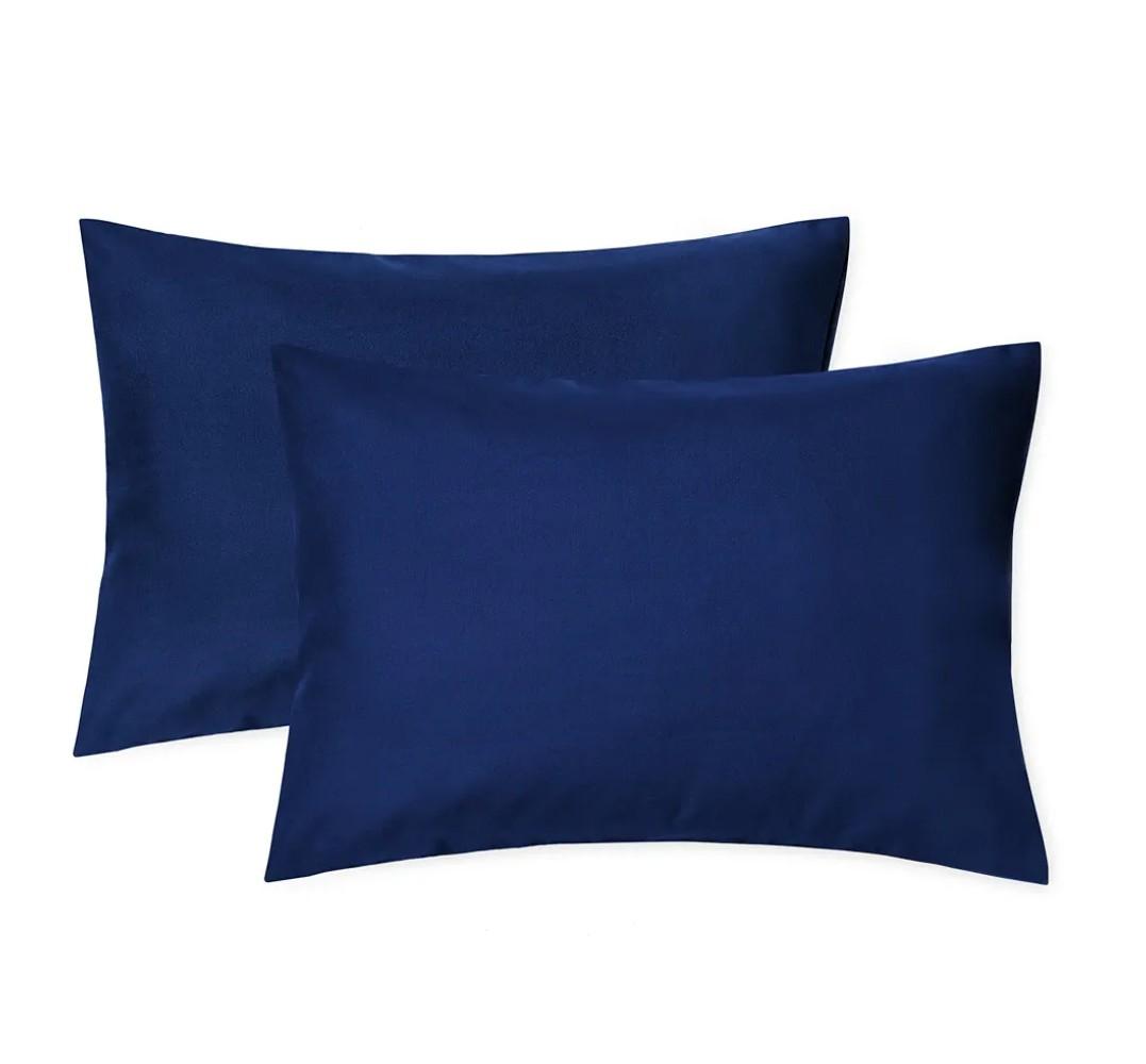 EXQ Home Toddler Pillowcases Zippered 13x18 Travel Pillow Case Set of 2, Small Pillow Case Fits Baby Pillow Sized 12x16, 13x18, Kids Pillowcases 2 Pack Machine Washable(Navy)