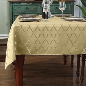 SASTYBALE Christmas Gold Tablecloth 60"x102" Rectangle - Jacquard Damask Polyester Water Resistant Wrinkle Free for Large Family Gatherings & Xmas Dinner Partie (Fits 10-12 Seats)