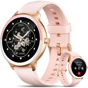 Smart Watch for Women with Bluetooth Calls & AI Voice Assistant, 1.27" HD Fitness Tracker with Sleep Monitor, 100+ Sports Modes, IP68 Waterproof, Android & iOS (Pink)