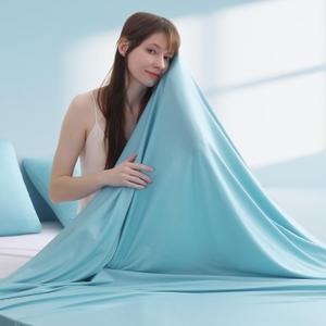 Elegear Cooling Blankets for Hot Sleeper Queen, Arc-Chill 3.0 Cool Fiber with Silver Ion for Sensitive Skin, Ultra Lightweight Breathable Summer Cold Blanket for Home Bed Couch Office Camping, Blue