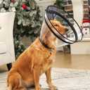 Didopet Dog Cone, Transparent Recovery Collar for Large Dogs, E Collar After Surgery to Stop Licking, Depth Adjustable Soft Cone Not Block Vision (XL-Long)