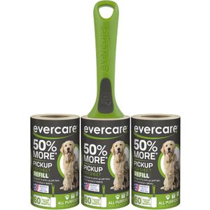 Evercare All Purpose Pet Hair Lint Roller with 2 Refills, 180 Total Sheets  Reusable Sticky Roller for Pet Hair, Cat & Dog Hair Remover, Lint Remover, Pet Hair Remover for Furniture, Clothing & Cars