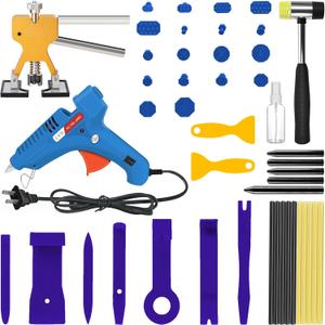 Dent Puller Kit,47PCS Car Dent Puller,Dent Removal Kit,Paintless Dent Removal Kit,Car Dent Repair Kit,Dent Removal Kit,Paintless Dent Removal Kit With Bridge Puller,Repair Pen and Wobble Tool (yellow)