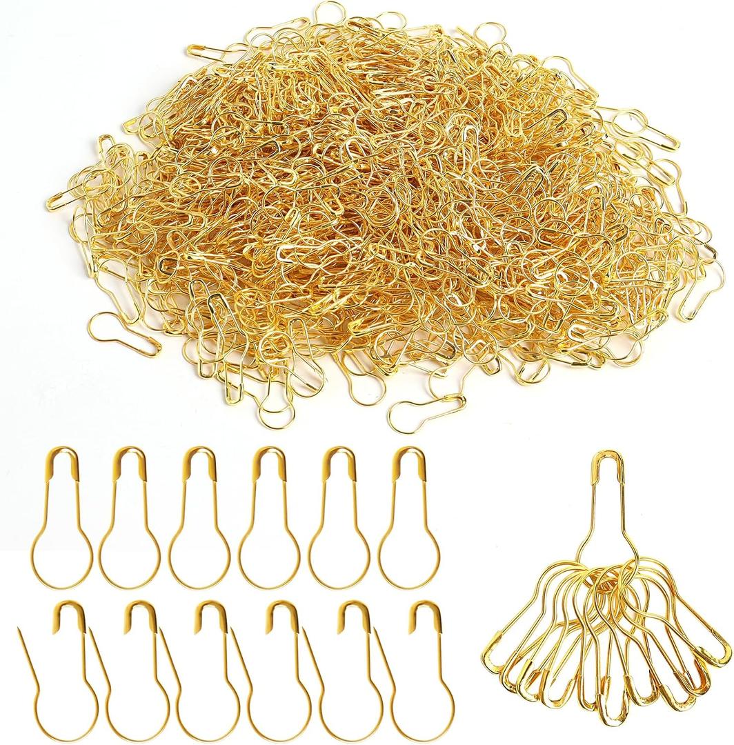 2000 Pieces 22mm/0.87 Inch Gold Safety Pins Small Metal Gourd Pins Bulb Pin Clothing Tag Pins Calabash Pin for DIY Craft, Home Accessories