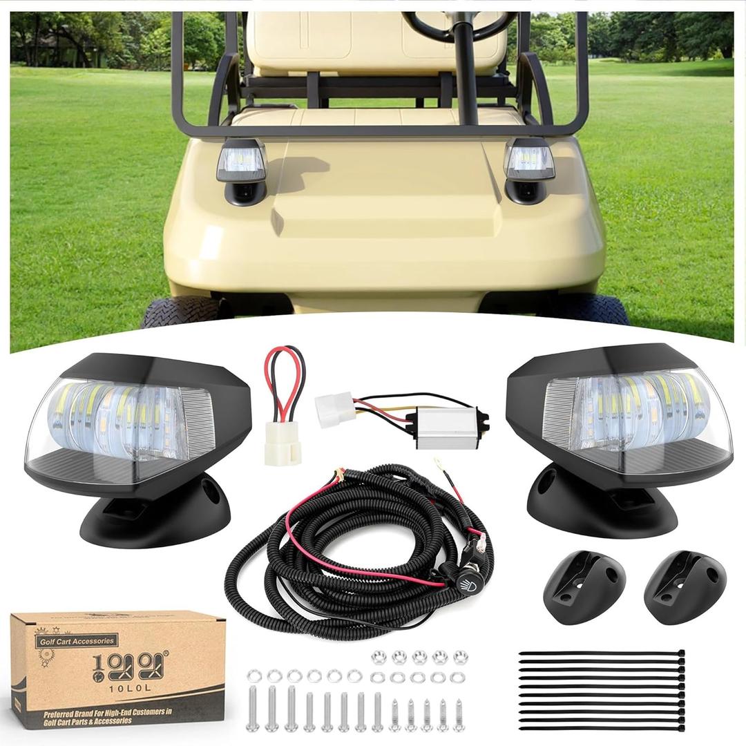 10L0L Golf Cart Light Deluxe Kit - Headlight & Taillight Set with Switch for Club Car DS Precedent EZGO TXT- Super Bright and Easy Installation