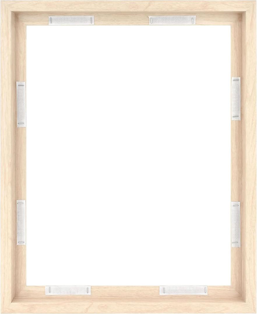 MCS Canvas Float Frames 18x24 Frame, Natural Woodgrain for Finished Canvases, Vertical & Horizontal Wall Hanging Large with Adhesive for Canvas Paintings (1-Pack)