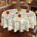 Thanksgiving Round Tablecloth 60 Inch Pumpkin Daisy Pattern Waterproof Dining Table Cover for Autumn Thanksgiving Heat Resistant Kitchen Decor Reusable Harvest Party Table Cloth