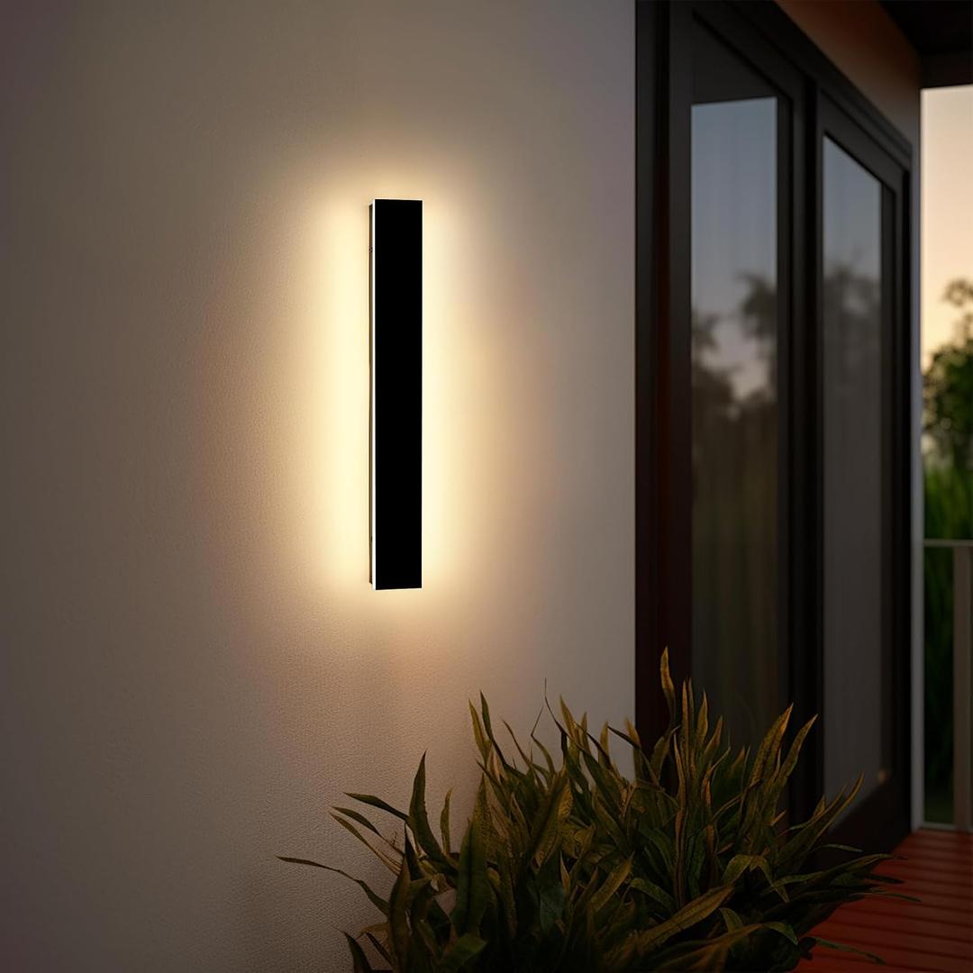 Mikeru 11.8" Modern Exterior Wall Sconces - Switchable 3000k-6000k Color, Acrylic Invisible Outdoor Wall Mount Lighting for Porch