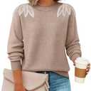 ZESICA Women's Fall Long Sleeve Sweaters 2026 Crew Neck Knit Loose Dressy Pullover Tops Winter Trendy Outfits XL