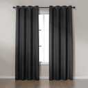 Amazon Basics Faux Linen Blackout Curtains for Bedroom and Living Room, 2-Piece Set with Grommets, 52" W x 84" L, Black