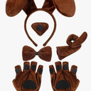 Syhood Puppy Dog Costume Set Dog Ears Headband Bowtie Nose Tail Paw Gloves Animal Costume Accessories for Halloween Carnival