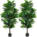 FLOWORLD Fiddle Leaf Fig Tree 6ft Tall Artificial Tree in Pot Fake Ficus Lyrata Plants with 184 Decorative Fiddle Leaves Faux Fig Trees for Home Office Living Room Decor Indoor Outdoor, 2 Pack