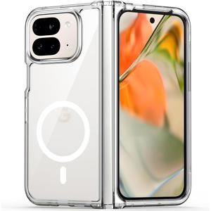 TIANNIUKE Magnetic Case for Google Pixel 9 Pro Fold, Transparent and Yellow Resistant,Compatible with MagSafe,Slim Fit Shockproof Protective Phone Case for Pixel 9 Pro Fold Case (Transparent) (Clear)